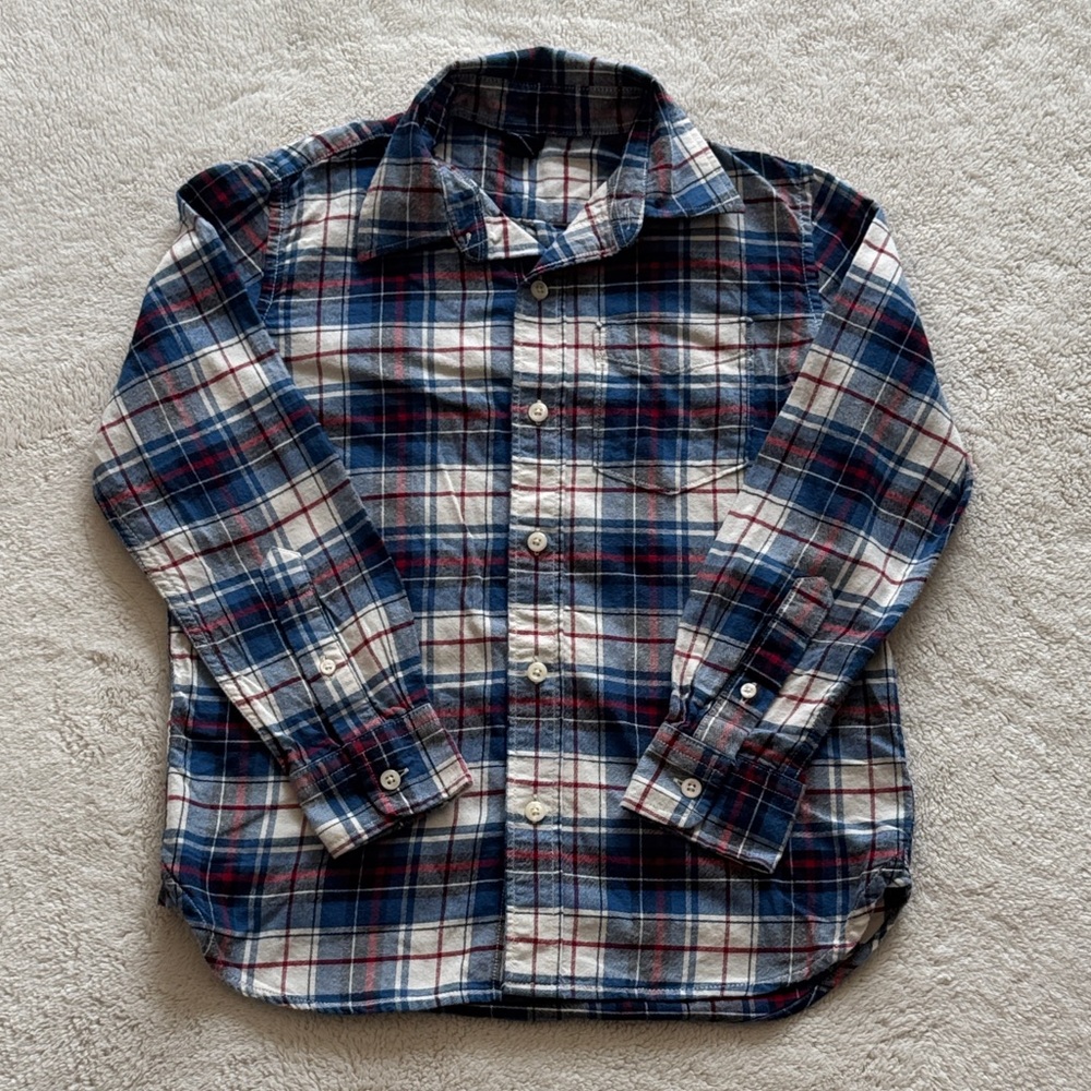 GAP Kids Blue and Red Plaid Button Down Shirt